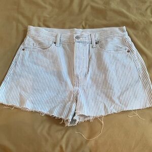 Old Navy Blue and White Striped Jean Shorts
